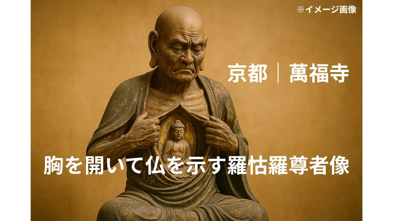 胸を開いて仏を示す羅怙羅尊者像